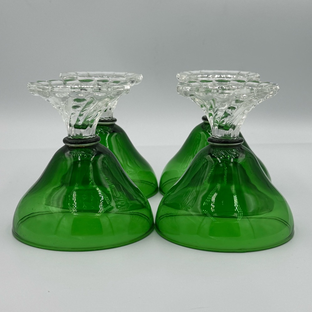Vintage MCM Anchor Hocking Emerald Green “Burple" Glasses Set of 6 - Picture 9 of 13